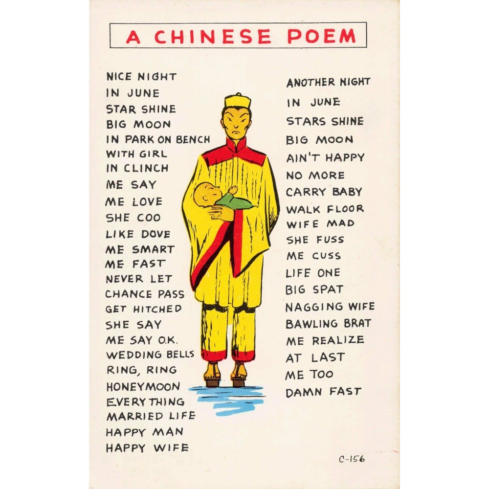 Vintage Laff Gram Postcard C-156 A Chinese Poem Humorous Comic Baxtone Amarillo - Picture 1 of 2